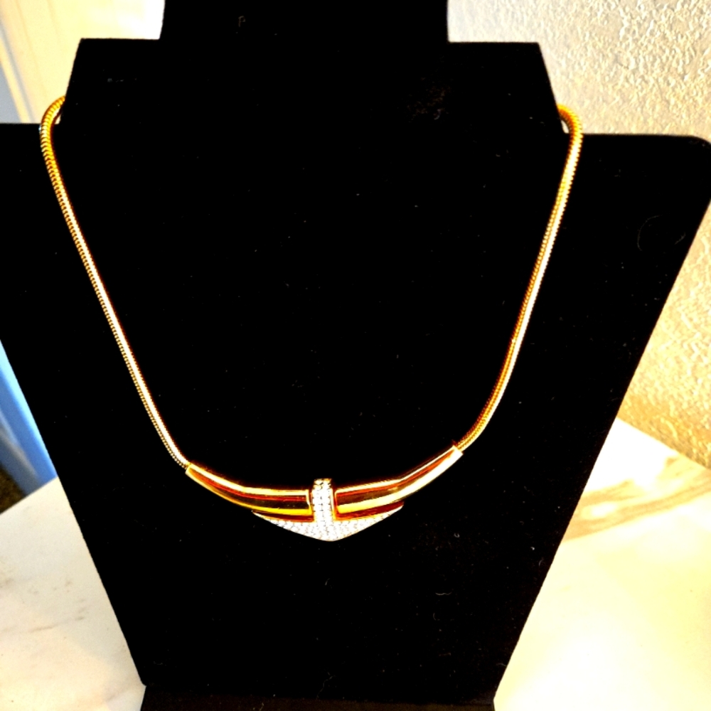 Givenchy Gold And Rhinestone Statement Necklace - image 2